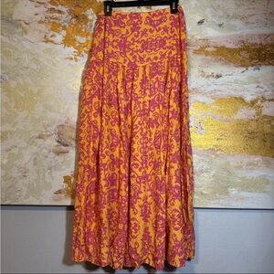 Abel the Label Australia Maxi Skirt Med Floral Orange Pink Boho Peasant Hippie